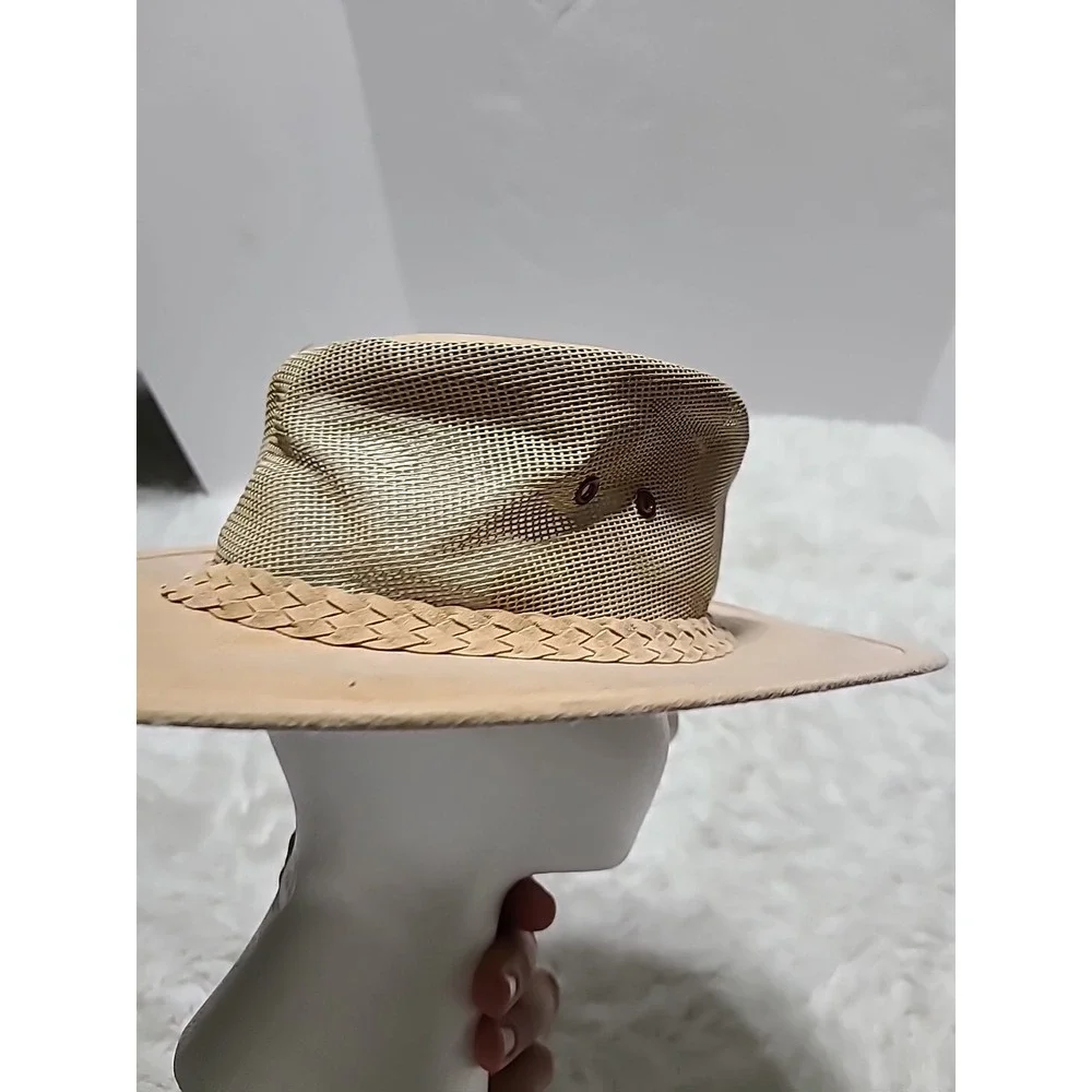 OUTBACK SHADE Men's M Tan Sport Hat w/Mesh‎ Strap Made In Australia Golf Hiking
